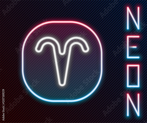 Glowing neon line Aries zodiac sign icon isolated on black background. Astrological horoscope collection. Colorful outline concept. Vector