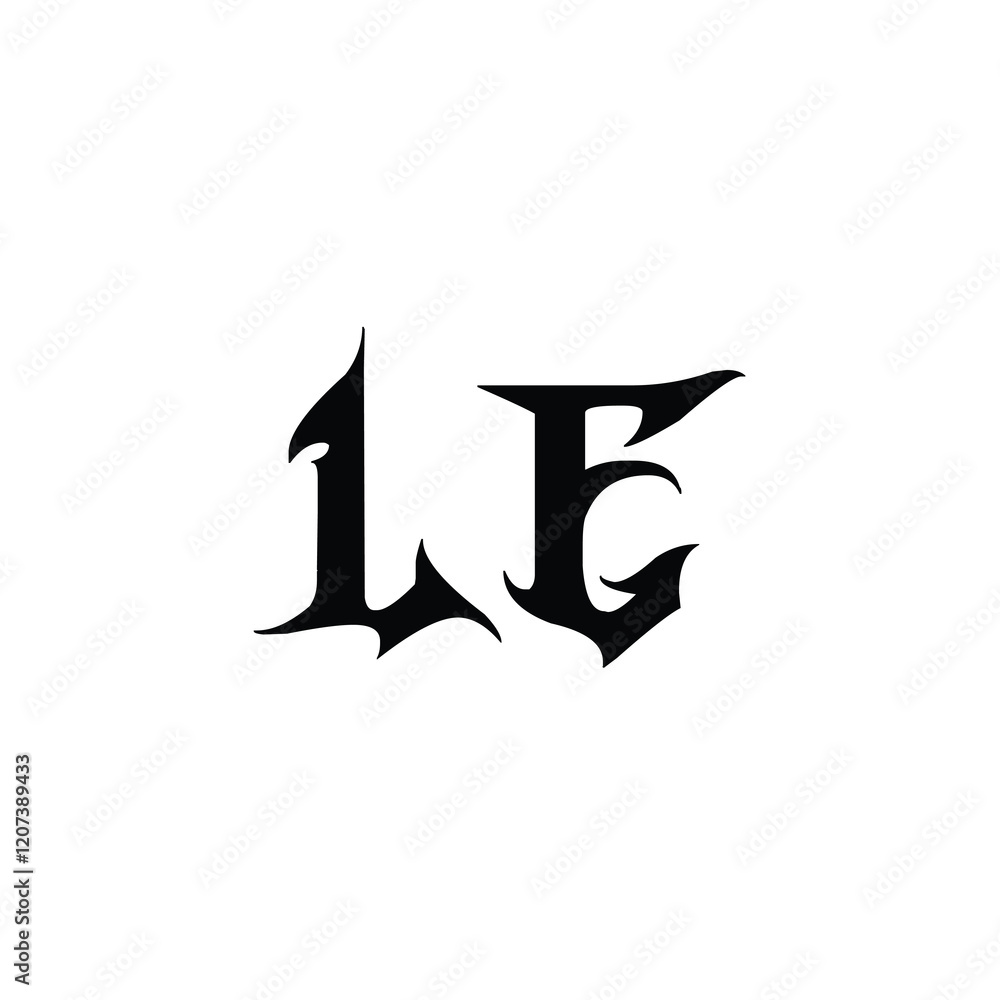 LE monogram logo design letter text name symbol monochrome logotype alphabet character simple logo