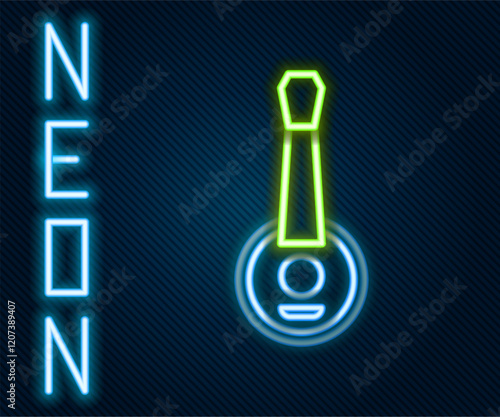 Glowing neon line Banjo icon isolated on black background. Musical instrument. Colorful outline concept. Vector