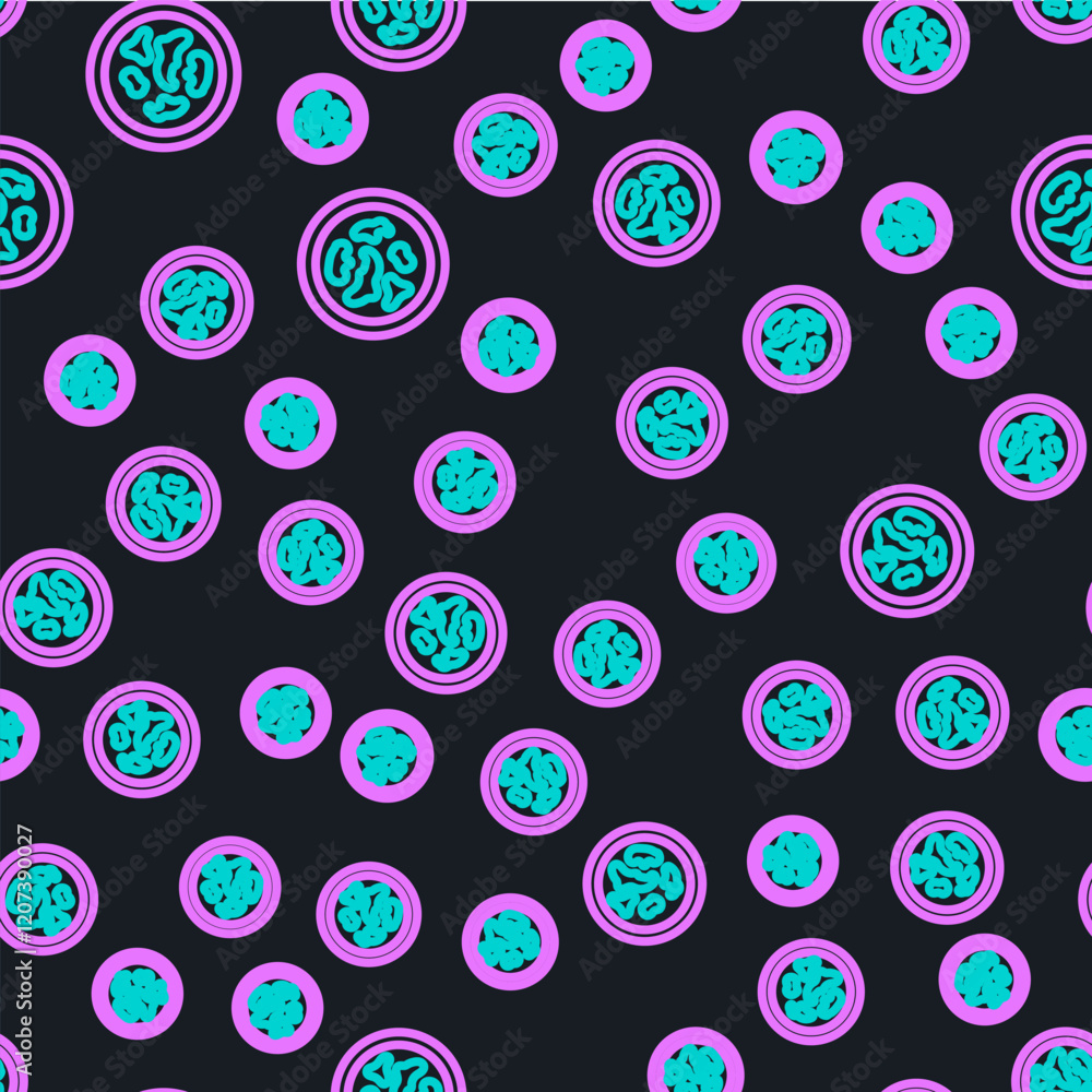 Line Petri dish with bacteria icon isolated seamless pattern on black background. Vector Line Petri dish with bacteria icon isolated seamless pattern on black background. Vector