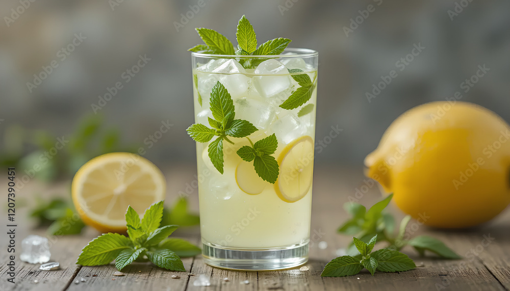 Refreshing Iced Lemonade with Fresh Mint and Lemon Slices Refreshing Iced Lemonade with Fresh Mint and Lemon Slices