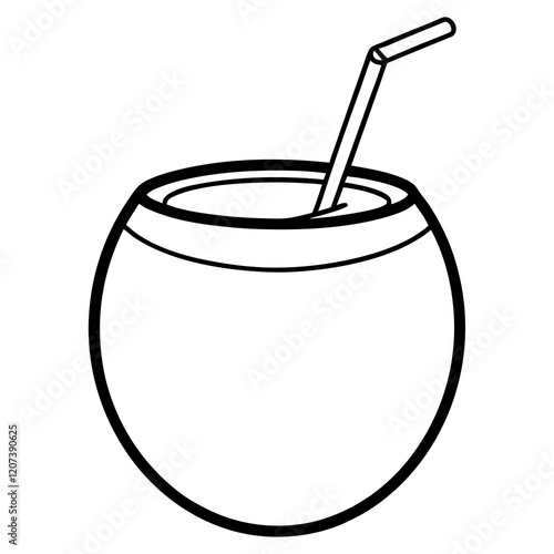 Coconut Drink Line Art