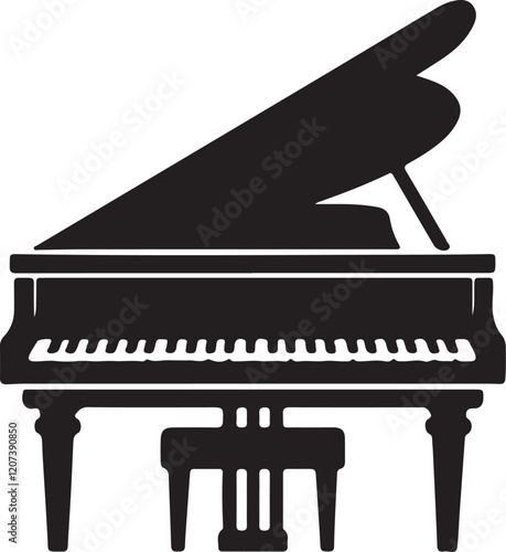 Piano silhouette vector art illustration. Piano vector icon.