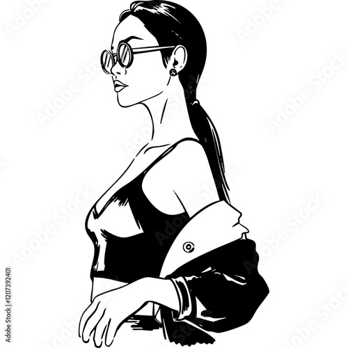 Girl with Bare Shoulders and a Cocktail