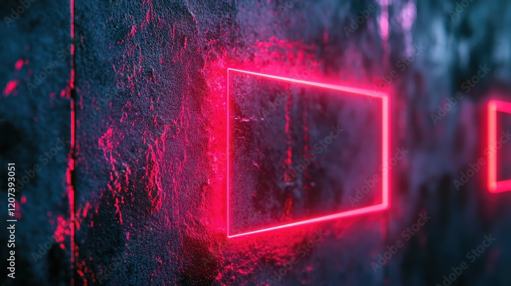 Fototapeta premium Neon Glow on Rough Wall: Abstract Cyberpunk Art