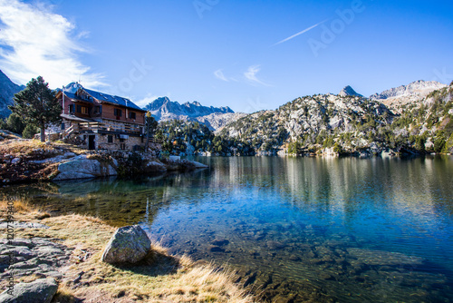 Autumn landscape in Aiguestortes and Sant Maurici National Park, Spain photo