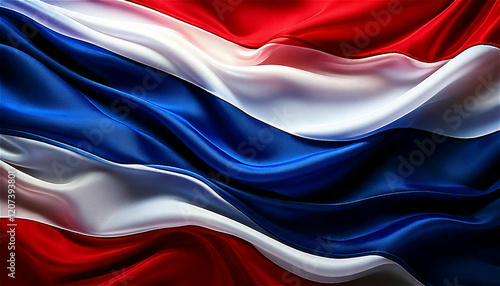 タイの国旗をイメージした青赤の旗描写-その美しさと未詳の魅力 generative ai