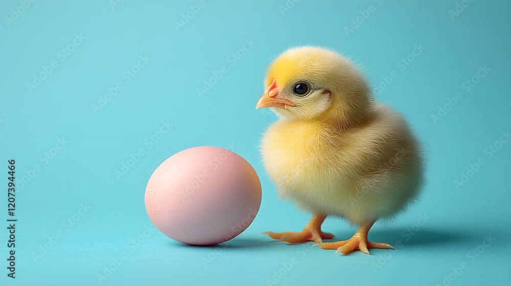 Cute Easter Chick with Colorful Egg – Easter Celebration Concept Cute Easter Chick with Colorful Egg – Easter Celebration Concept
