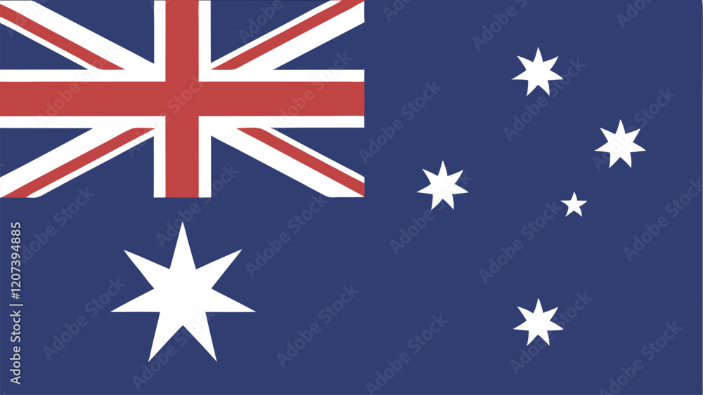 Fototapeta premium Flat Australia Flag Design with Iconic Union Jack Elements