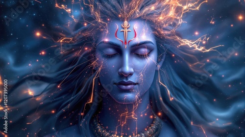 Lord shiv hindu god in eternal space