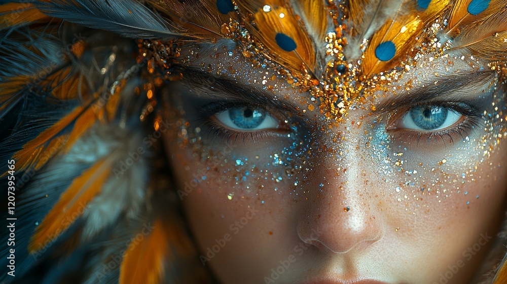 Fantasy Portrait of a Woman with Ornate Feather Makeup Fantasy Portrait of a Woman with Ornate Feather Makeup