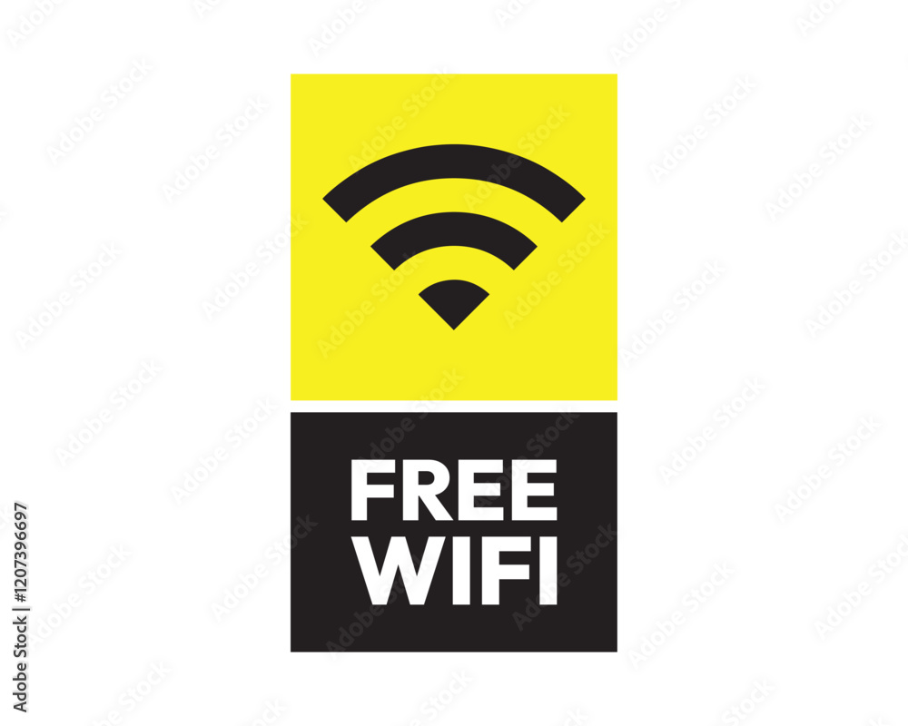 Free WiFi Sign, Bold and Eye-Catching Vector Image Indicating Complimentary Internet Access Free WiFi Sign, Bold and Eye-Catching Vector Image Indicating Complimentary Internet Access