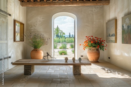 Serene Tuscany Courtyard in Italian Style photo