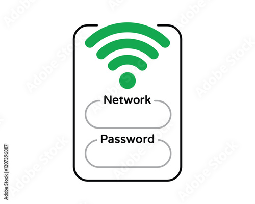 WiFi Access Network Password Sign, High-Quality Vector Image for Indicating Network Name and Password, Clear and Recognizable Symbol
