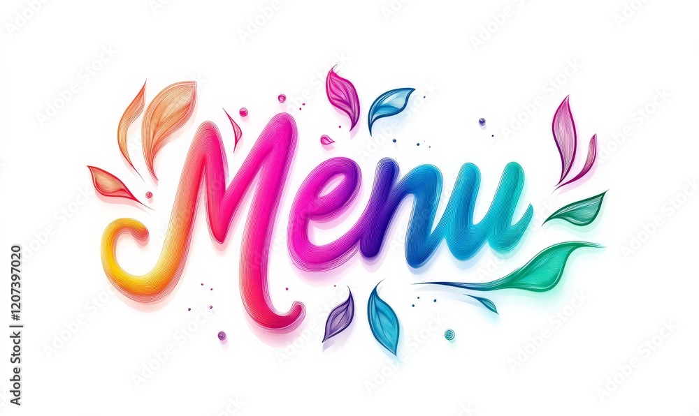 Obraz premium Menu - watercolor handwritten modern colorful calligraphy lettering on white background