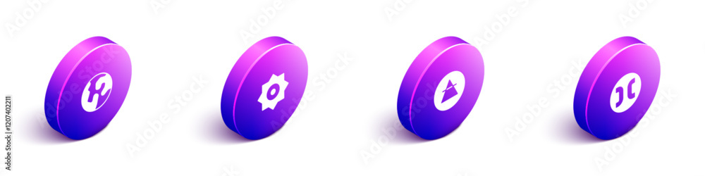 Set Isometric Earth globe, Falling star, Air element and Pisces zodiac icon. Vector Set Isometric Earth globe, Falling star, Air element and Pisces zodiac icon. Vector