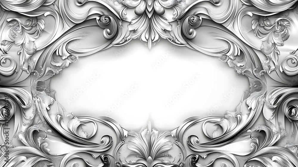 Ornate Silver Frame with Intricate Floral Design Ornate Silver Frame with Intricate Floral Design