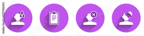 Set Closed personality, Psychological test, Solution problem in psychology and icon with long shadow. Vector