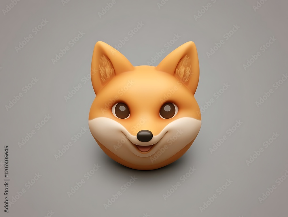 Obraz premium Charming fox emoji icon with vintage sepia tones on a muted gray backdrop