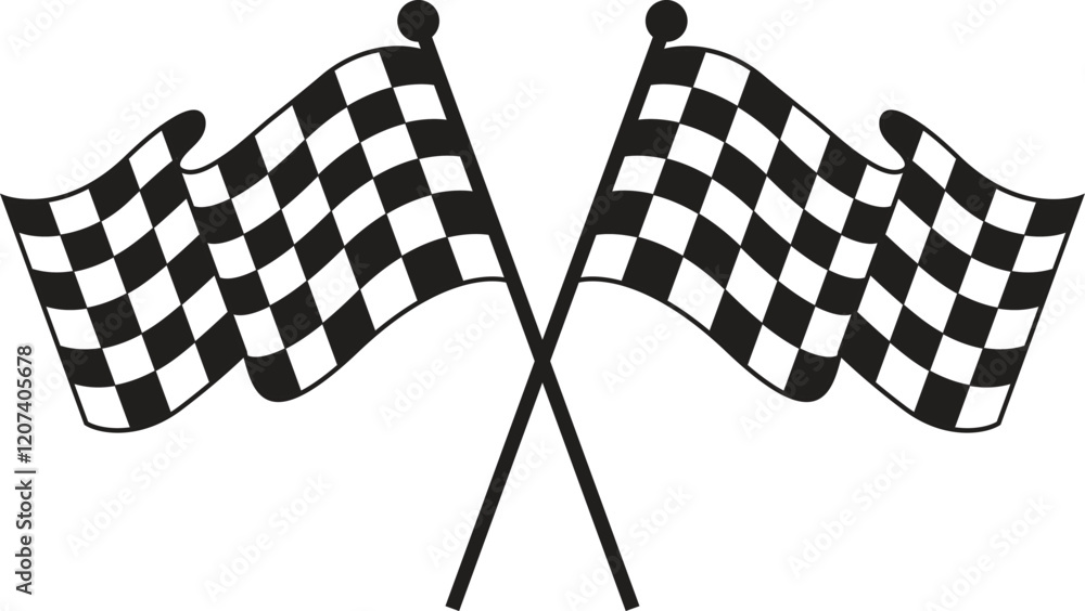 Fototapeta premium two crossed checkered Flag NASCAR Racing flag, motorbike racing, sports finish line flag silhouette vector eps cc