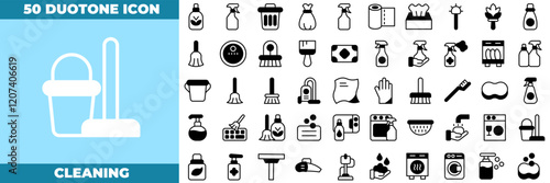 Cleaning Duotone Editable Icons set