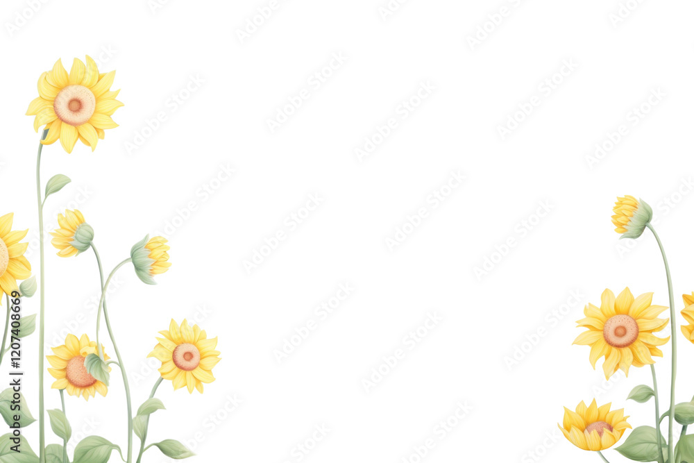 PNG Painting of sunflower border backgrounds nature landscape. PNG Painting of sunflower border backgrounds nature landscape.