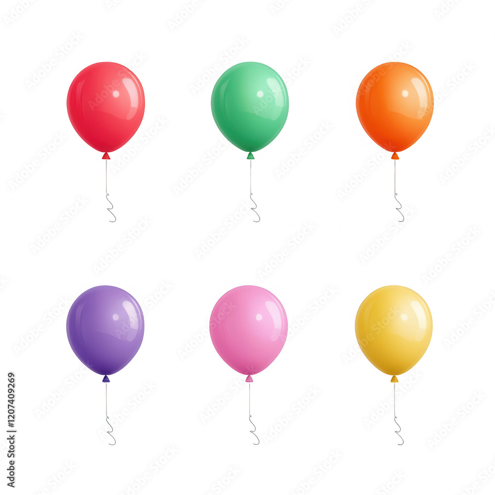 Bright and colorful balloons in various shades, perfect for celebrations and events., isolated on a transparent background. Bright and colorful balloons in various shades, perfect for celebrations and events., isolated on a transparent background.