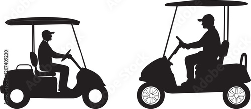 Silhouette of a golf cart with a driver vector silhouette
