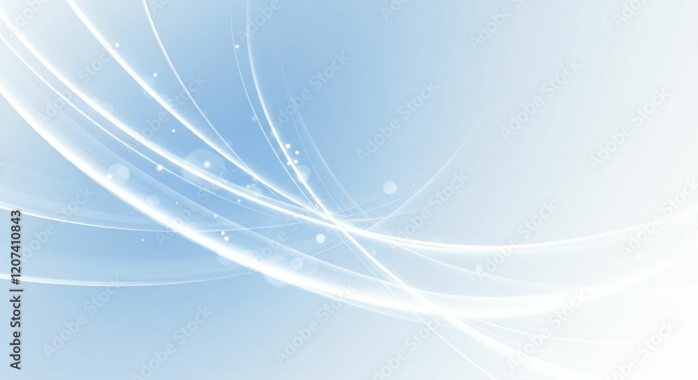 Elegant Abstract Blue Wave Background with Smooth Flowing Lines and Sparkling Highlights