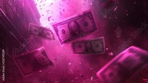 Pink Vortex of Money: A Surreal Digital Art Piece