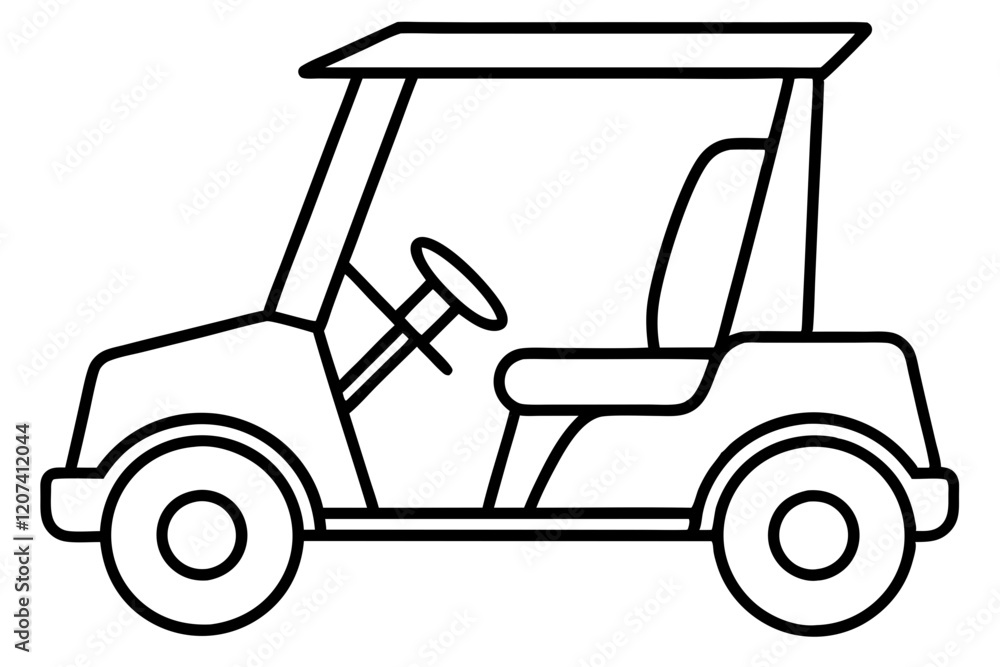 Fototapeta premium Golf Buggy Line Art Graphic