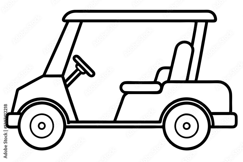 Golf Buggy Line Art Graphic Golf Buggy Line Art Graphic