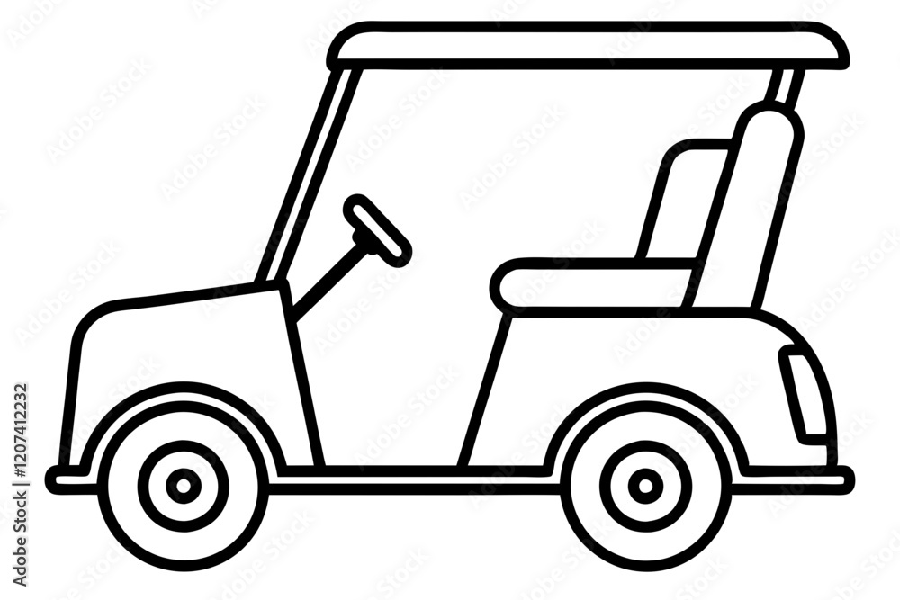 Golf Buggy Line Art Graphic Golf Buggy Line Art Graphic