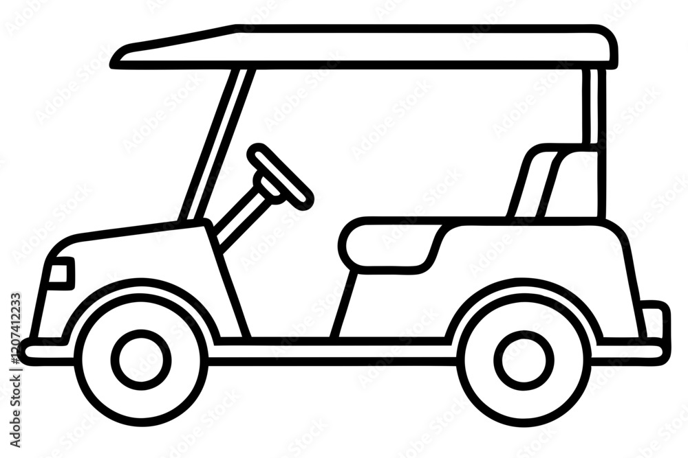 Golf Buggy Line Art Graphic Golf Buggy Line Art Graphic