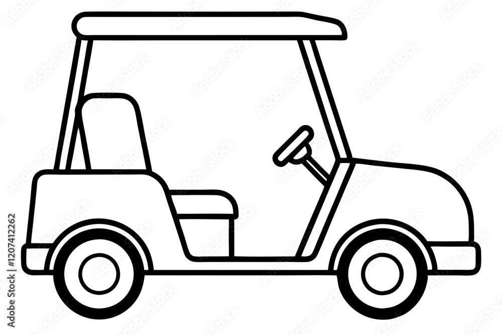 Golf Buggy Line Art Graphic Golf Buggy Line Art Graphic