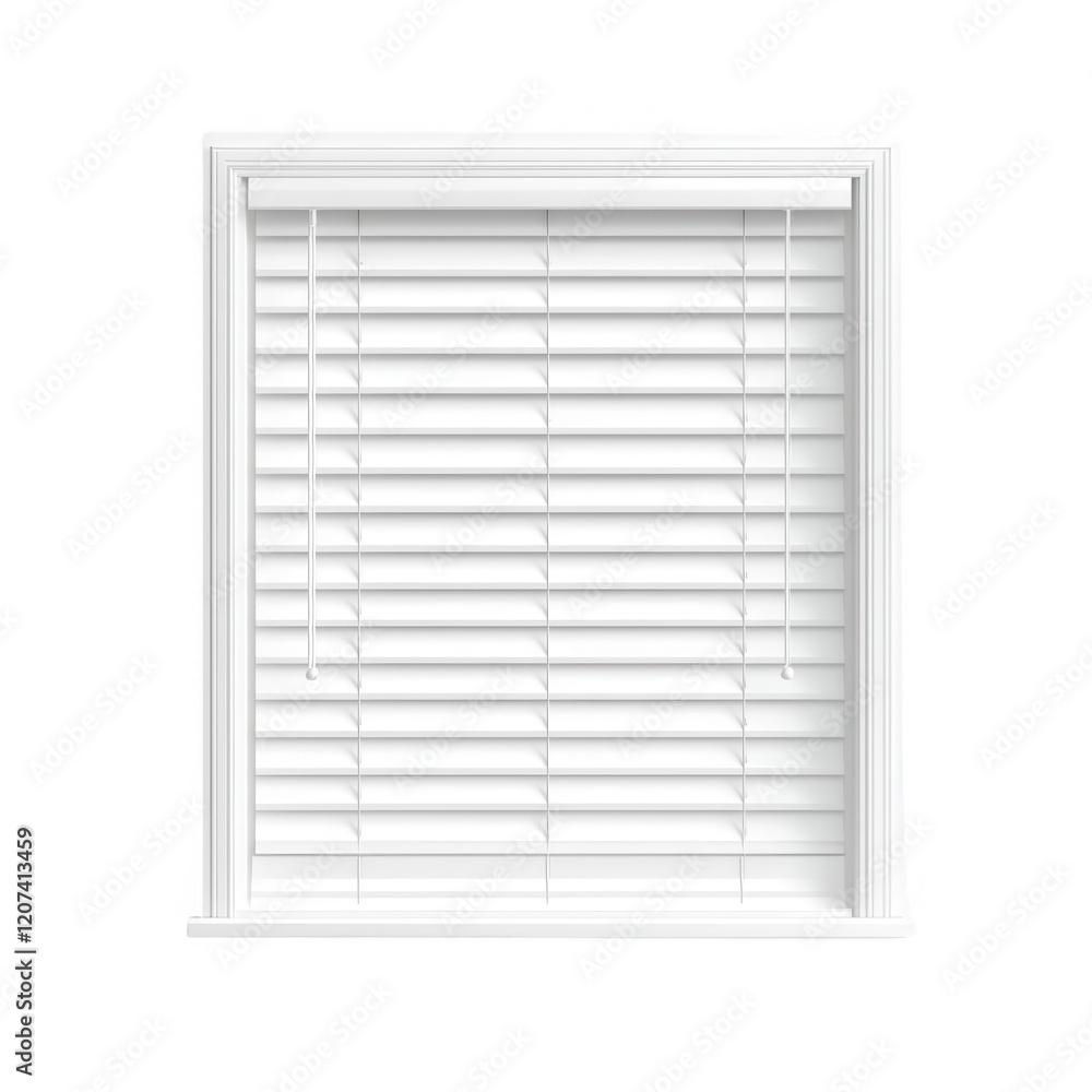 Modern white window blinds enhancing natural light in an elegant room., isolated on a transparent background. Modern white window blinds enhancing natural light in an elegant room., isolated on a transparent background.