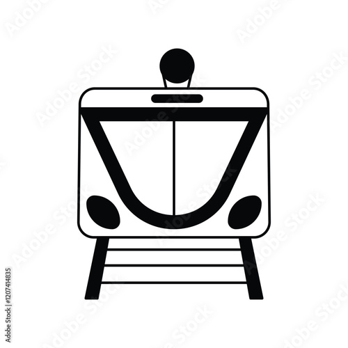 tram glyph outline icon with white background vector stock illustration