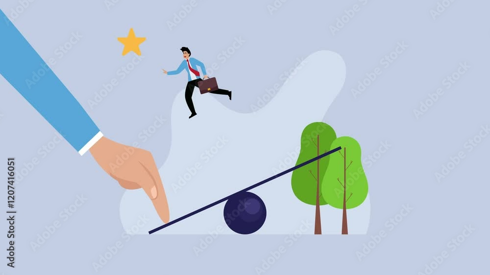 Business Growth and Support Concept with Lever and Career Success cartoon animation Business Growth and Support Concept with Lever and Career Success cartoon animation