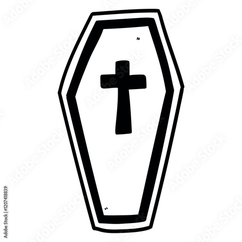 Hand drawn doodle halloween coffin on white background.