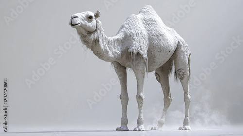 Full-body camel isolated on a clean white background, detailed and realistic photo