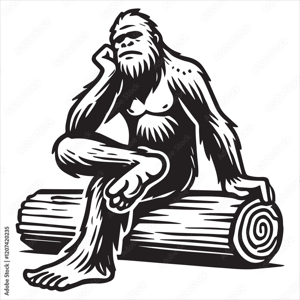 Fototapeta premium Unique Bigfoot Sasquatch Vector Creation 