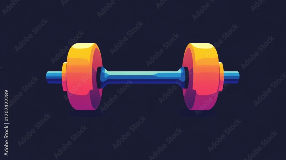 Obraz premium A cartoonish representation of a dumbbell with orange and blue handles