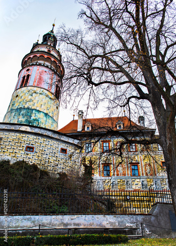 Český Krumlov city winter view