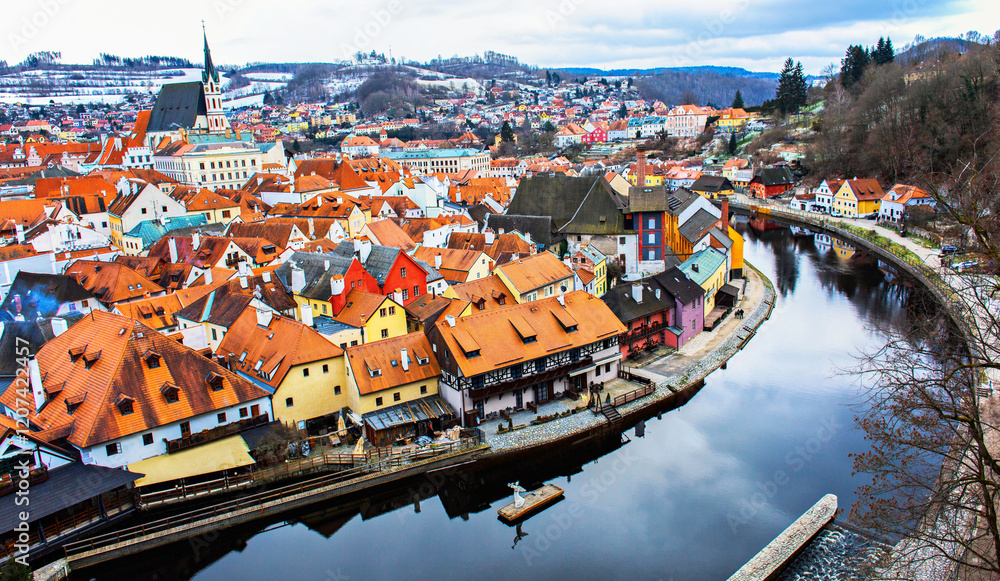 Český Krumlov city winter view