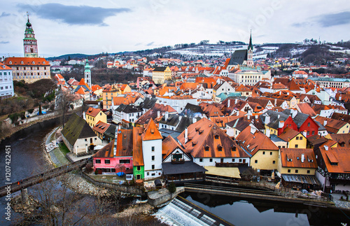 Obraz na płótnie Český Krumlov city winter view w salonie