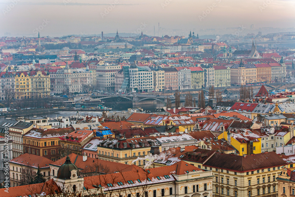 Prague city winter background