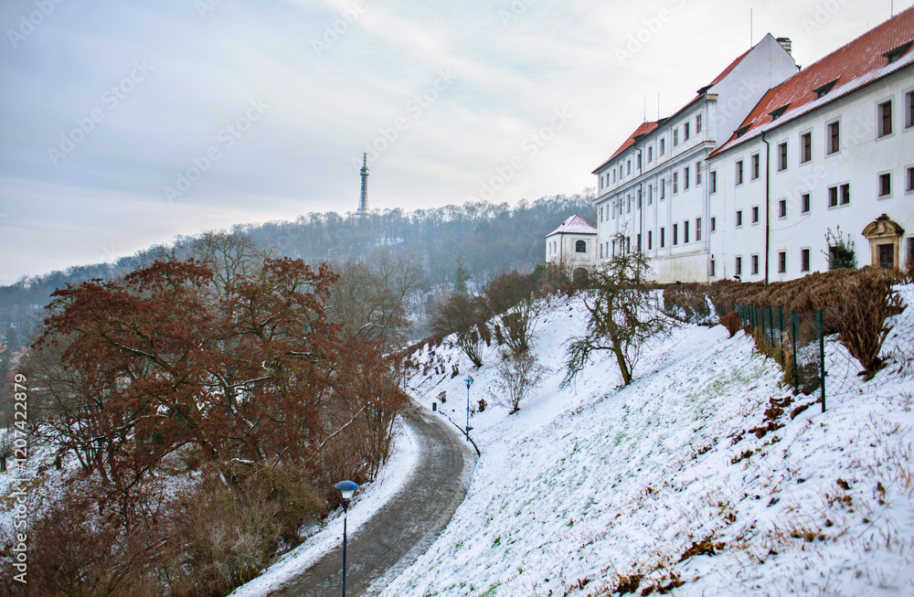 Petrin hill winter view background