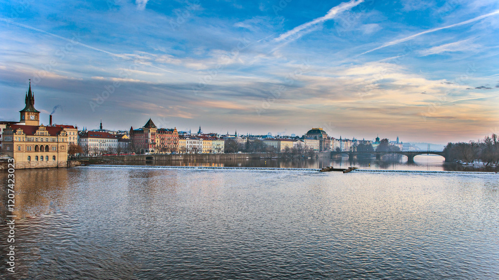 Prague city winter background