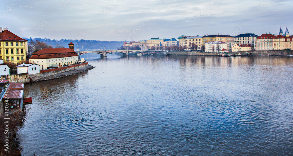 Prague city winter background
