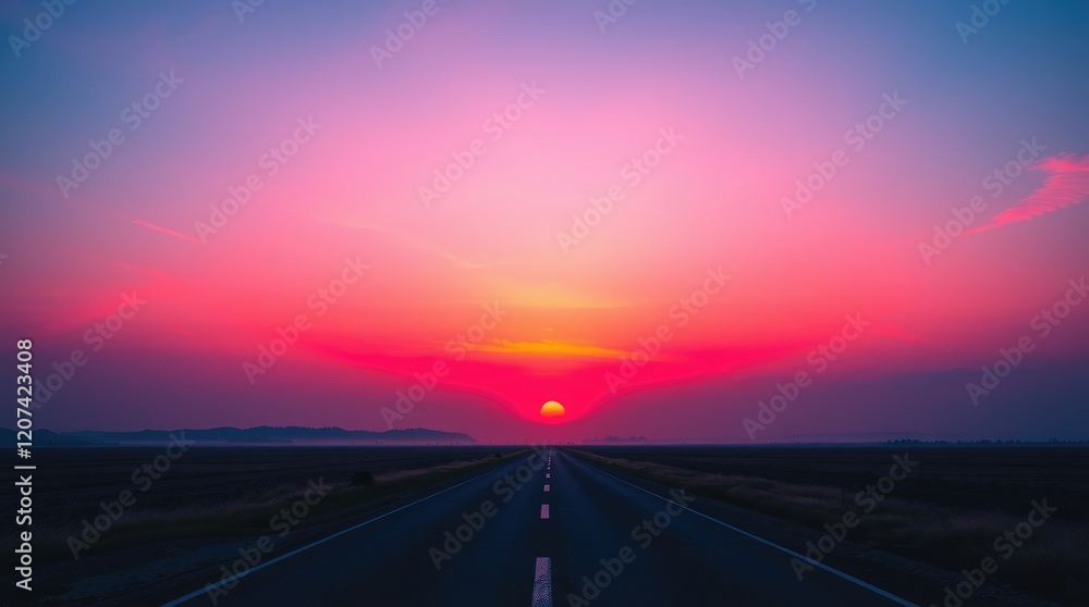 Fototapeta premium Sculptural clay art glowing with bioluminescent colors. Red heart-shaped sunset sky, modeled shapes, textured, natural light effects, vibrant glow, love background